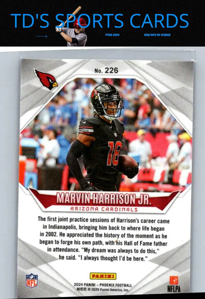 Marvin Harrison Jr. Arizona Cardinals football card from 2024 Panini Phoenix series