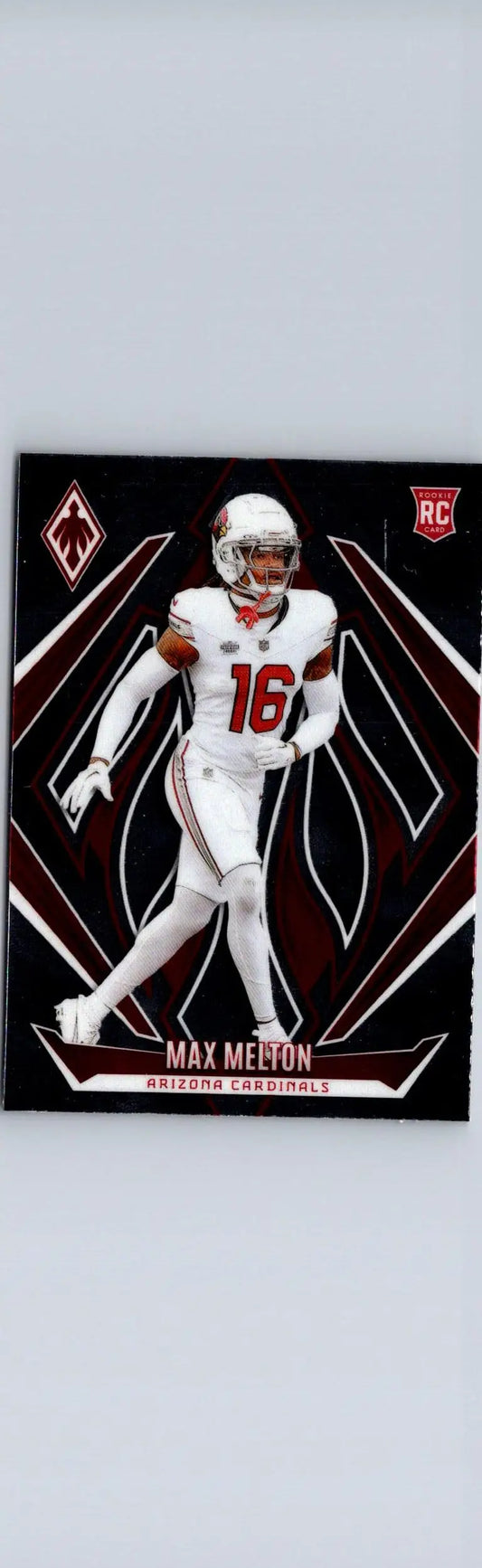 2024 Panini Phoenix Max Melton football card displayed in product packaging