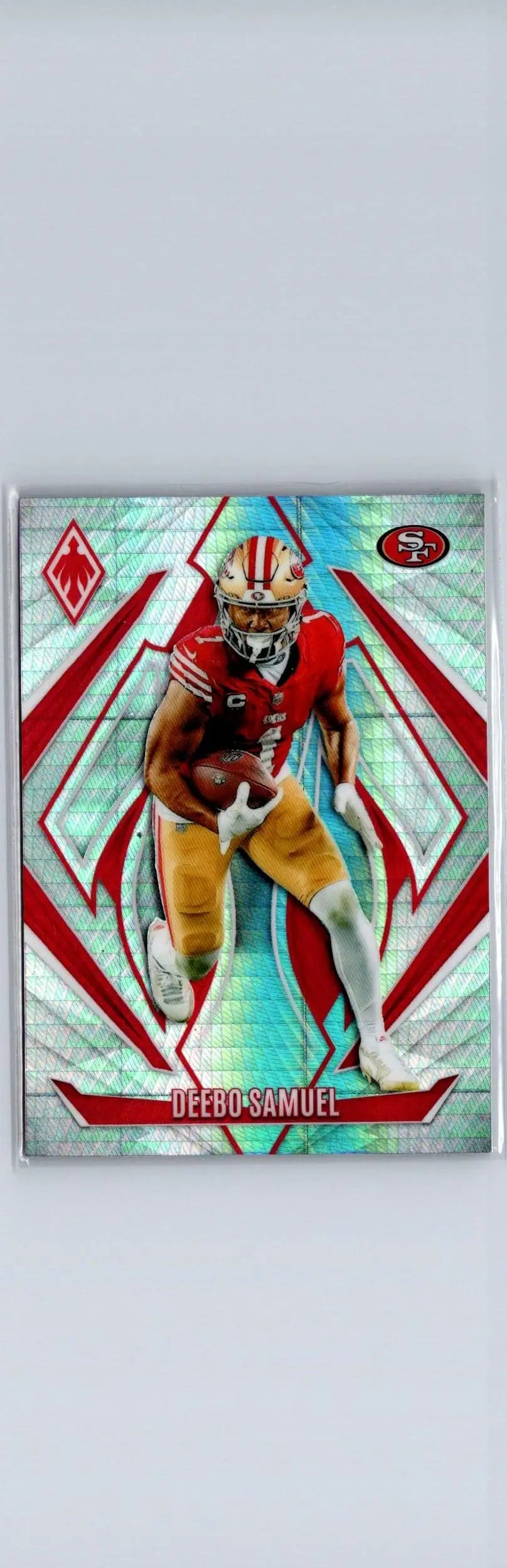 Deebo Samuel football card from Panini Phoenix 2024 featuring Deebo Samuel Silver artwork