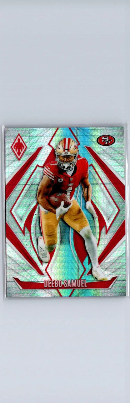 Deebo Samuel football card from Panini Phoenix 2024 featuring Deebo Samuel Silver artwork