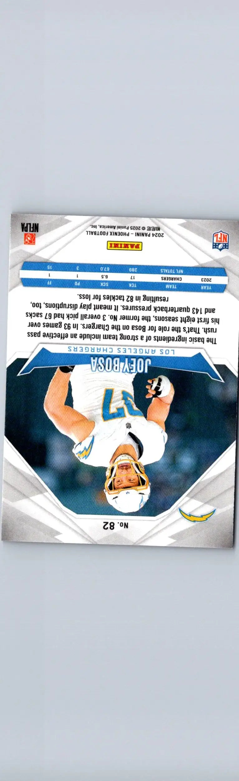 Joe Bosa football card from 2024 Panini Phoenix featuring Joey Bosa Silver bosa silver
