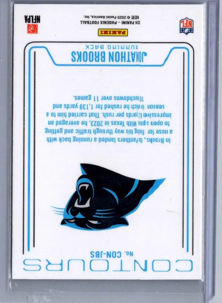 Football card back featuring Jonathon Brooks Contours from 2024 Panini Phoenix series