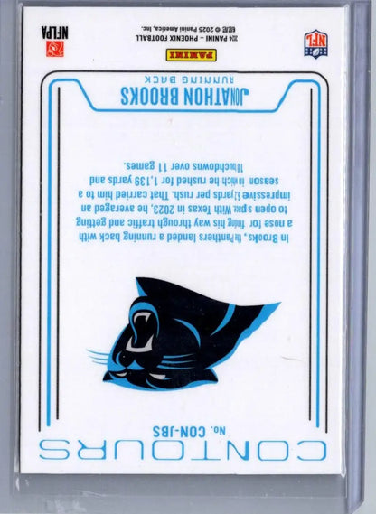 Football card back featuring Jonathon Brooks Contours from 2024 Panini Phoenix series