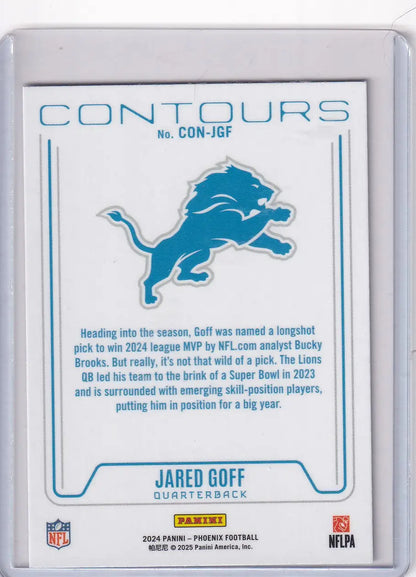 Panini Phoenix Contours football trading card featuring Jared Goff and Detroit Lions logo