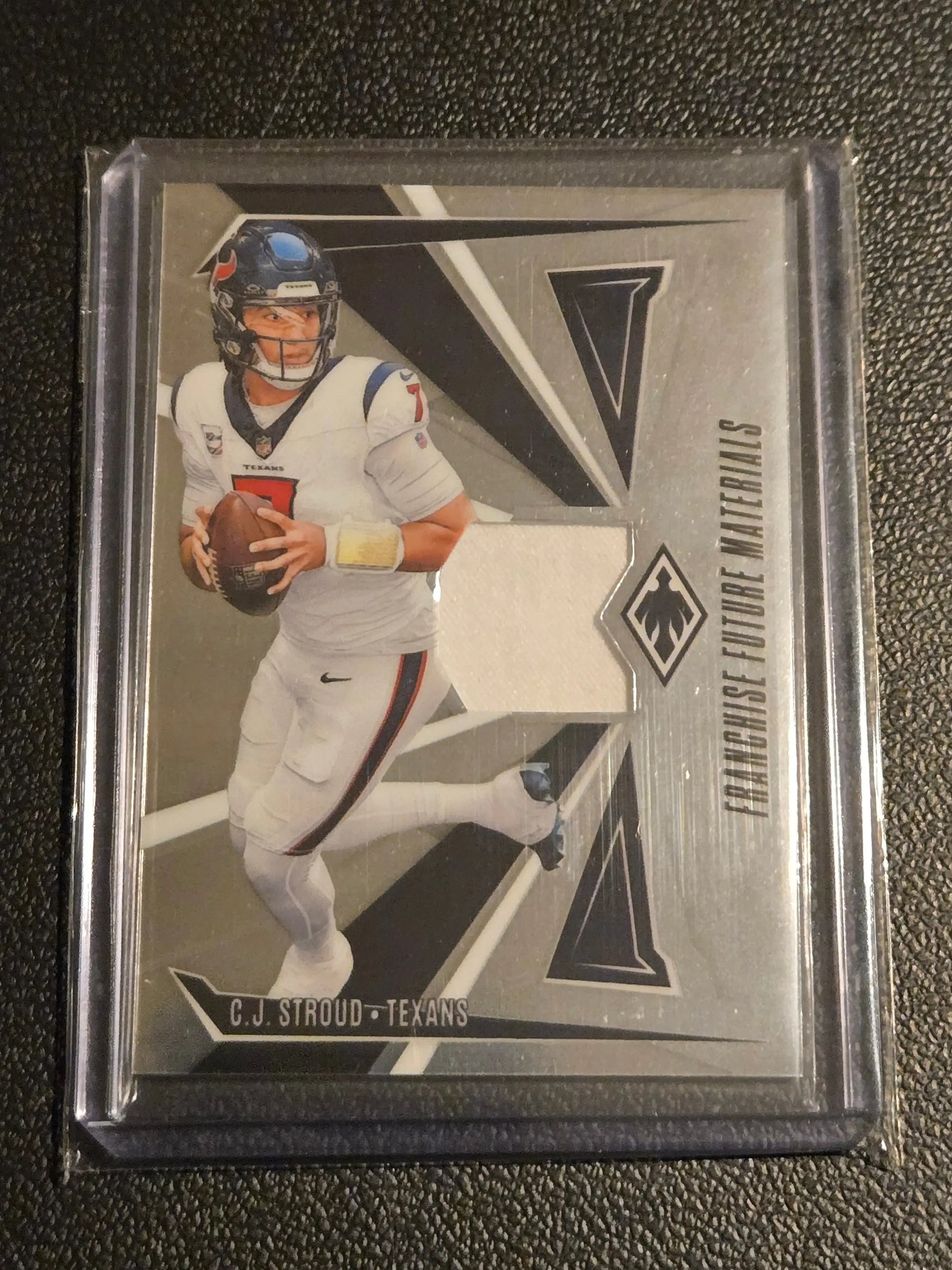 Football trading card featuring C.J. Stroud Franchise Future Material from Panini Phoenix