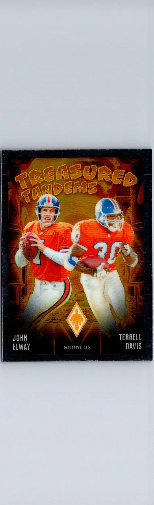2024 Panini Phoenix Treasured Tandems Stars trading card featuring John Elway and Terrell Davis