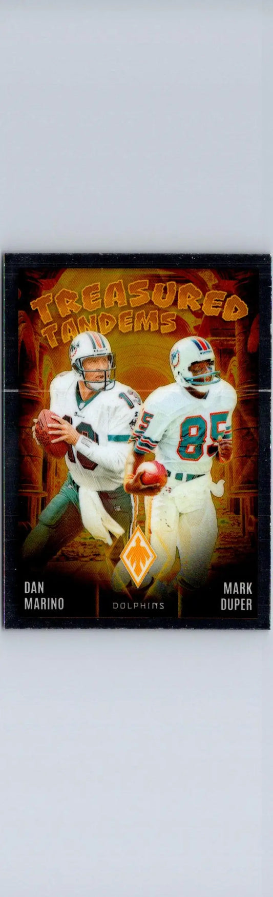 Football trading card featuring Dan Marino and Mark Duper from 2024 Panini Phoenix