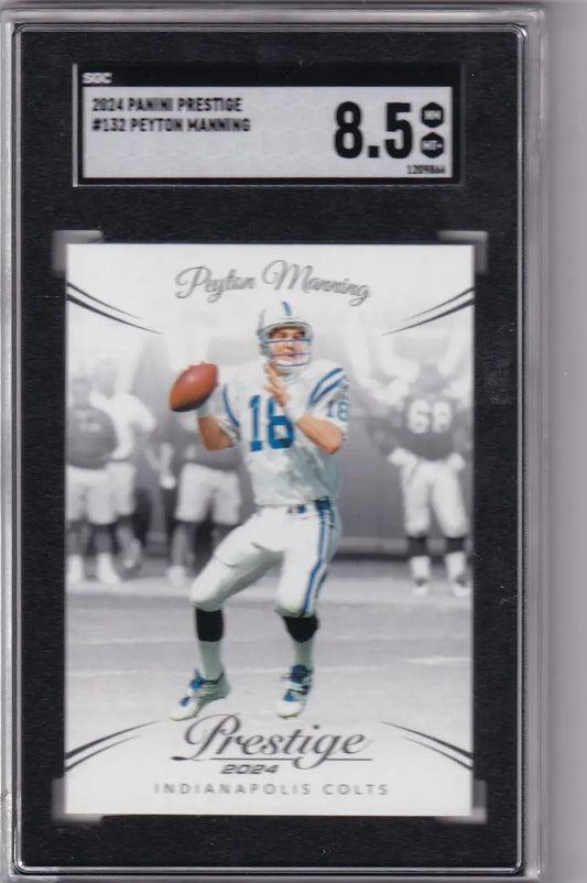 Graded Peyton Manning SGC 8.5 football card from 2024 Panini Prestige, Indianapolis Colts