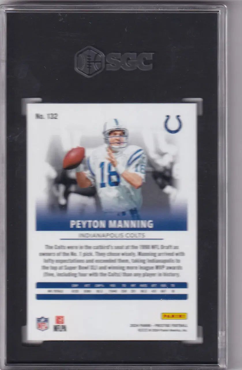 Graded Peyton Manning SGC 8.5 football card from 2024 Panini Prestige, Indianapolis Colts