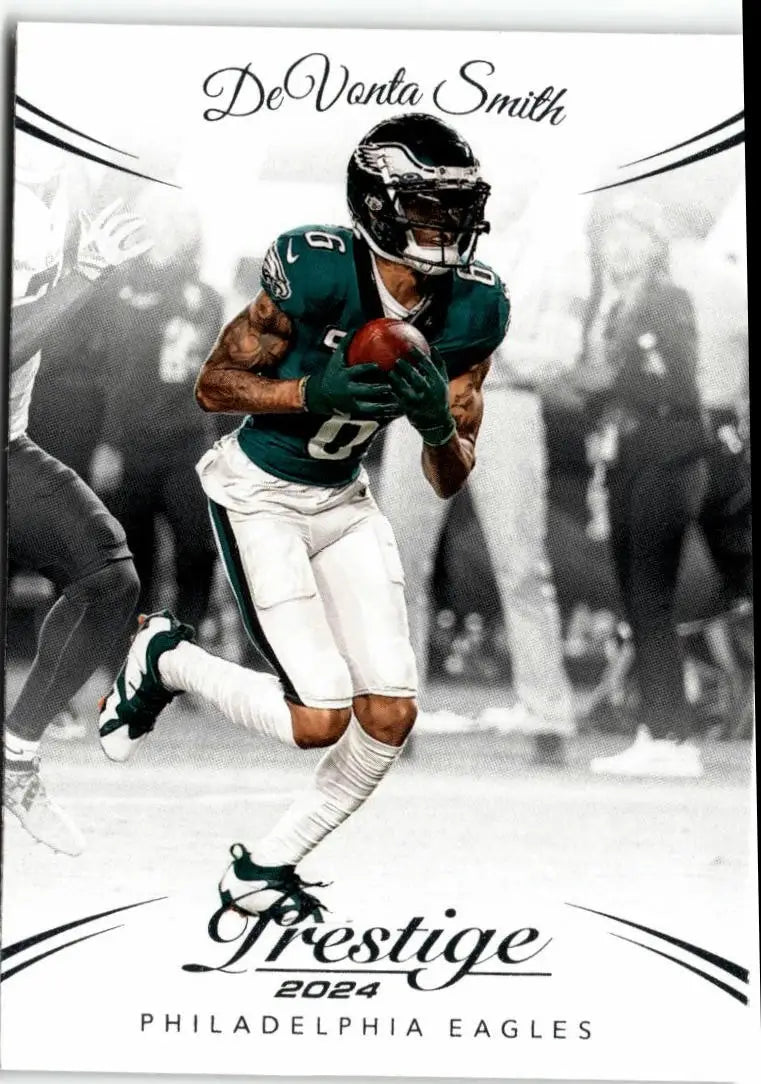 Devonta Smith 2024 Panini Prestige football card featuring Philadelphia Eagles star
