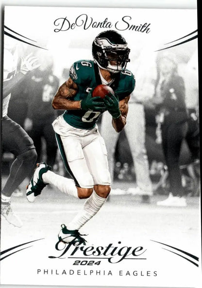 Devonta Smith 2024 Panini Prestige football card featuring Philadelphia Eagles star