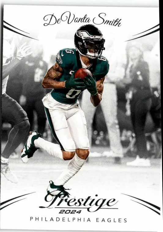 Devonta Smith 2024 Panini Prestige football card featuring Philadelphia Eagles star