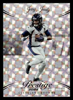 Football player card featuring Jerry Jeudy Jeudy Hyper Xtra Points from 2024 Panini Prestige