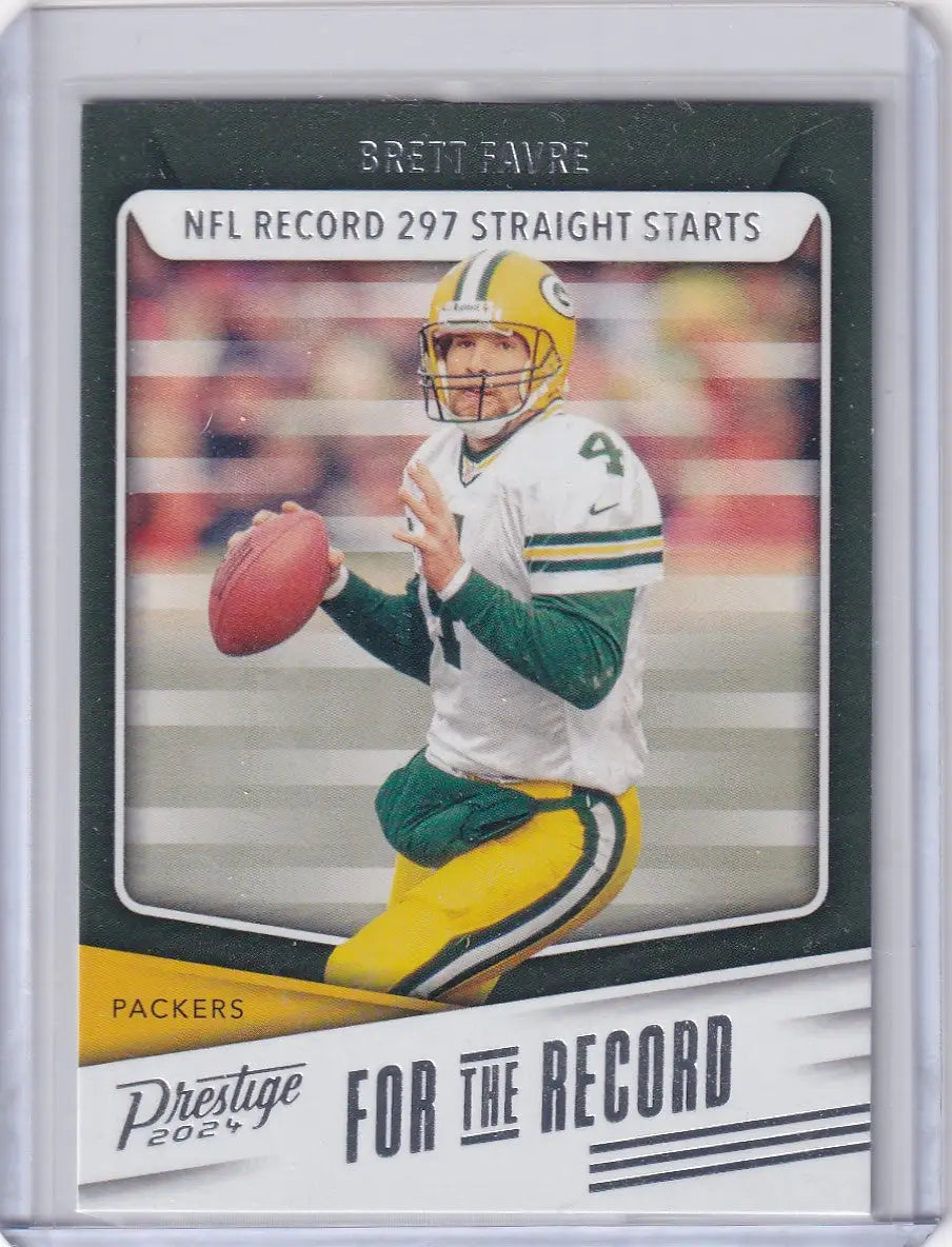 Brett Favre Green Bay Packers football card from Panini Prestige 2024 For the Record