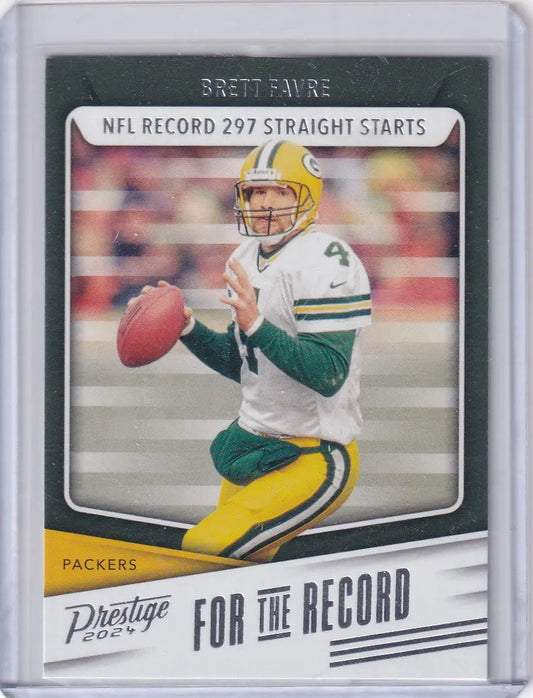 Brett Favre Green Bay Packers football card from Panini Prestige 2024 For the Record