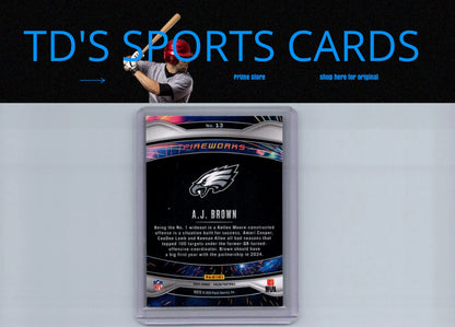 A.J. Brown Fireworks football card from Panini Prizm 2024 product