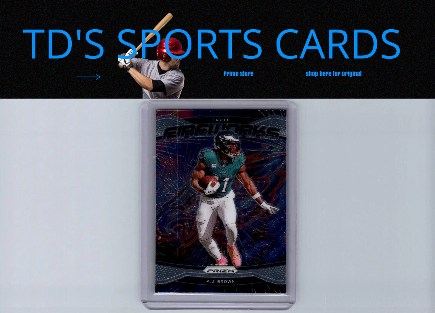 Football trading card featuring A.J. Brown Fireworks from Panini Prizm 2024 series