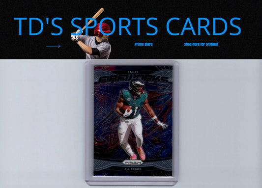 Football trading card featuring A.J. Brown Fireworks from Panini Prizm 2024 series