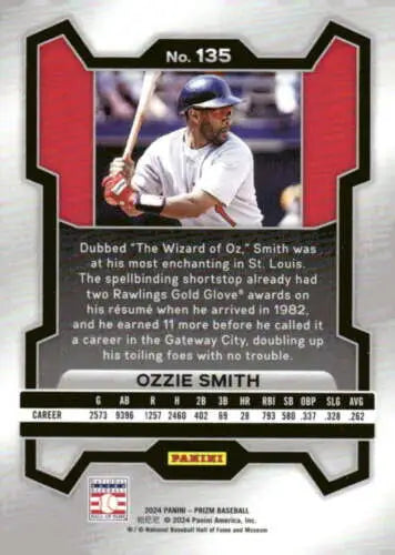 2024 Panini Prizm #135 Ozzie Smith baseball card with original gloss and NM-MT condition