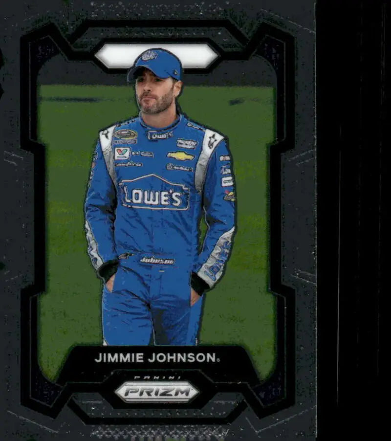 Jimmie Johnson Panini Prizm racing card from 2024 Lowe’s Hendrick Motorsports Chevrolet