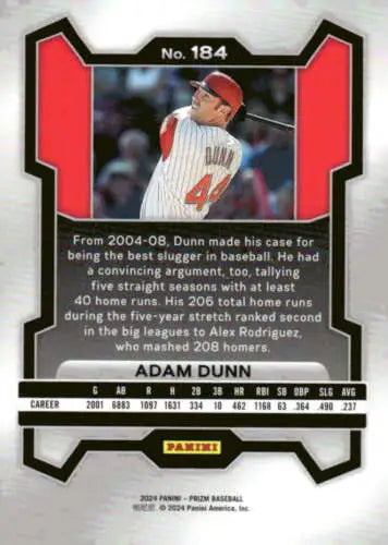 2024 Panini Prizm #184 Adam Dunn baseball card with original gloss, NM-MT condition