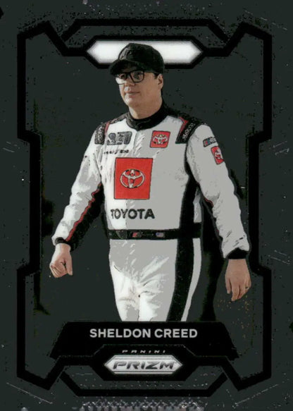 Sheldon Creed trading card from 2024 Panini Prizm featuring Joe Gibbs Racing and Jaclyn Foundation