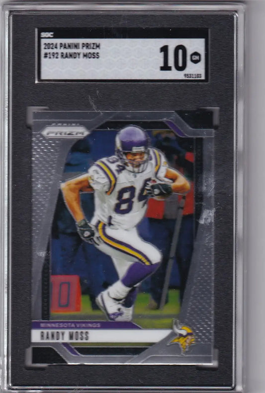 Graded Randy Moss football card from Panini Prizm featuring Randy Moss SGC 10 Minnesota Vikings