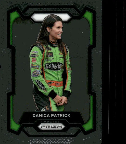 Danica Patrick racing card from 2024 Panini Prizm series featuring GoDaddy.com sponsorship