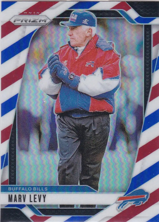 Marv Levy Red White Blue Prizm trading card from 2024 Panini Prizm Buffalo Bills