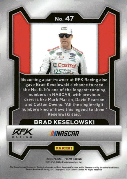 NASCAR trading card of Brad Keselowski featuring Castrol Edge RFK Racing branding
