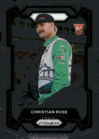 Christian Rose rookie card from 2024 Panini Prizm Visit West Virginia featuring Ford Racing