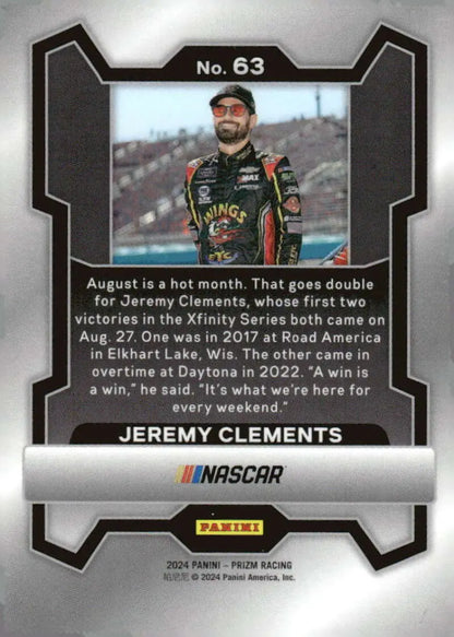 Jeremy Clements NASCAR trading card 2024 Panini Prizm Chevrolet Racing Jeremy Clements Racing