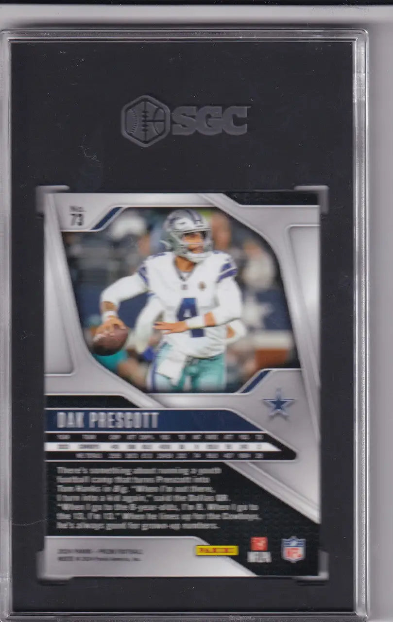 Dak Prescott SGC 9.5 football card from 2024 Panini Prizm, Dallas Cowboys collectible