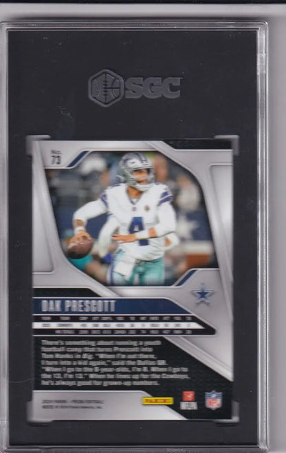 Dak Prescott SGC 9.5 football card from 2024 Panini Prizm, Dallas Cowboys collectible