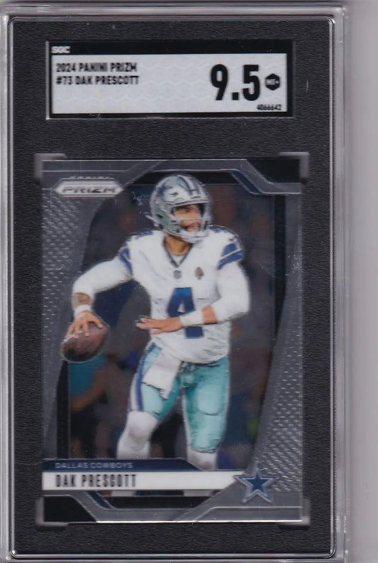 Graded Dak Prescott SGC 9.5 football card from 2024 Panini Prizm Dallas Cowboys collection