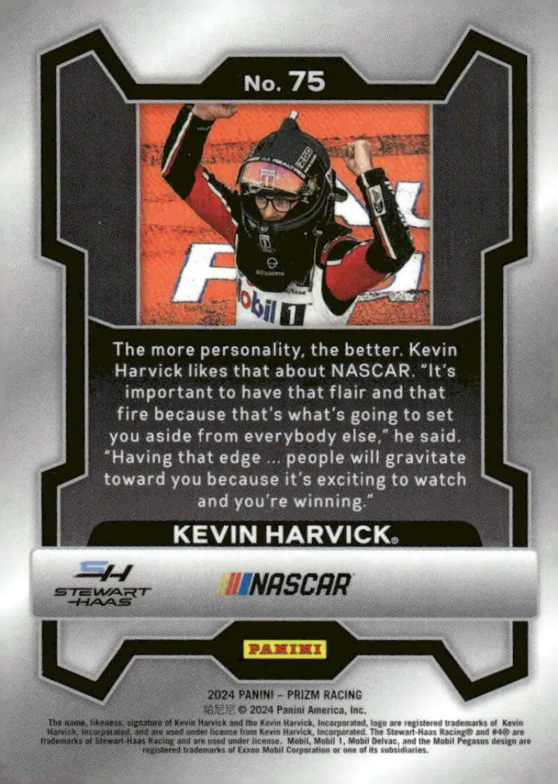Kevin Harvick NASCAR trading card from 2024 Panini Prizm featuring Ford Racing design