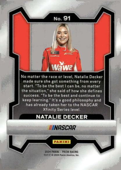 Natalie Decker NASCAR trading card 2024 Panini Prizm Wawa DGM Racing Chevrolet
