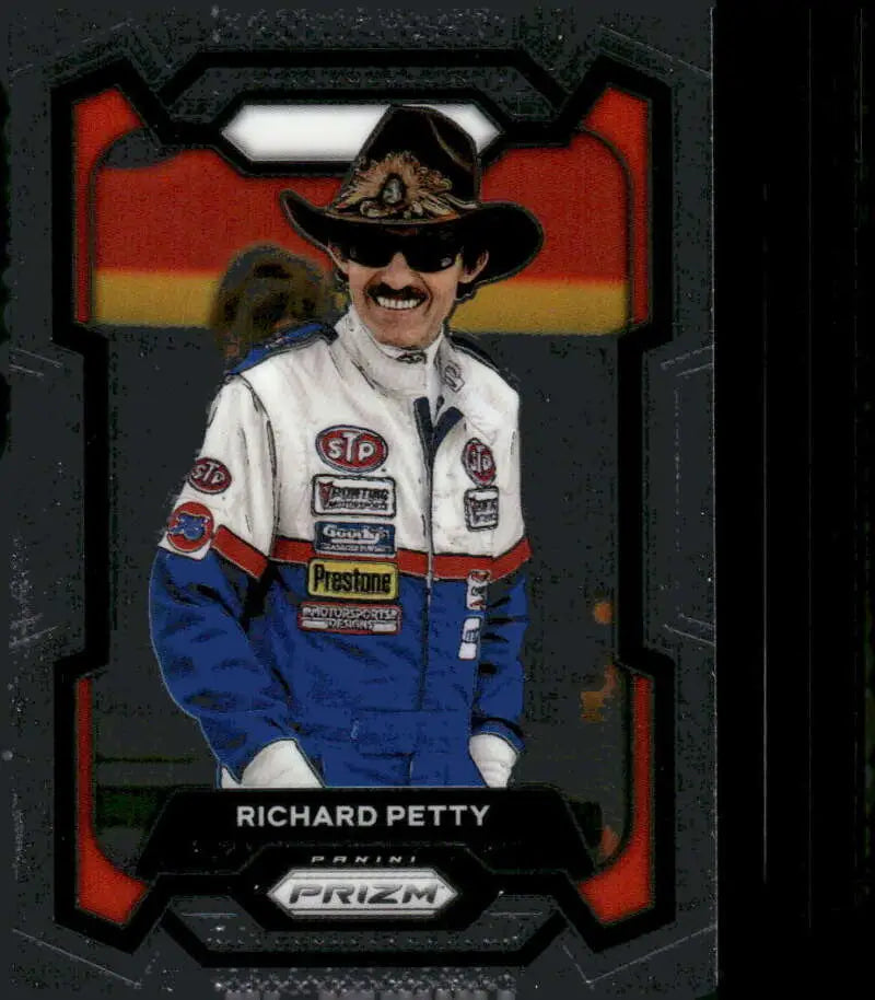 Richard Petty trading card from 2024 Panini Prizm featuring STP Petty Enterprises Plymouth