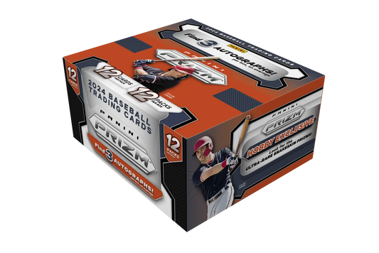 Orange and black retail box of 2024 Panini Prizm Baseball trading cards