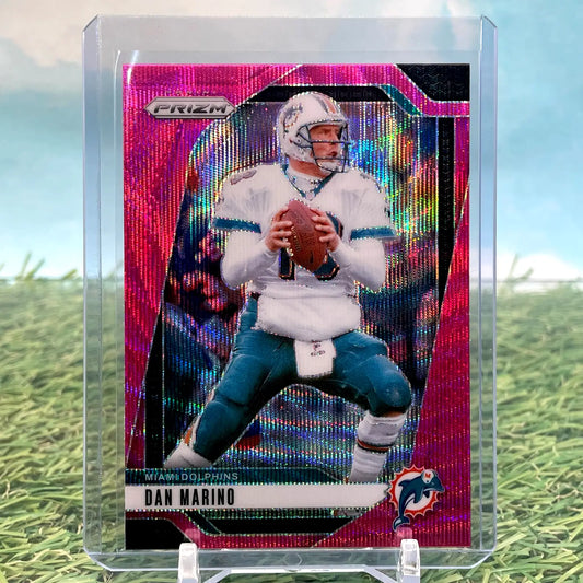 Dan Marino football card from 2024 Panini Prizm Pink Wave Prizm Miami Dolphins