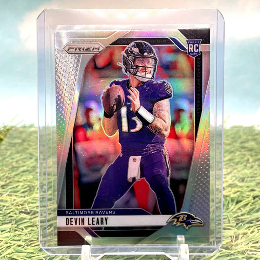 Devin Leary rookie card from 2024 Panini Prizm Silver Prizm RC #317 Ravens