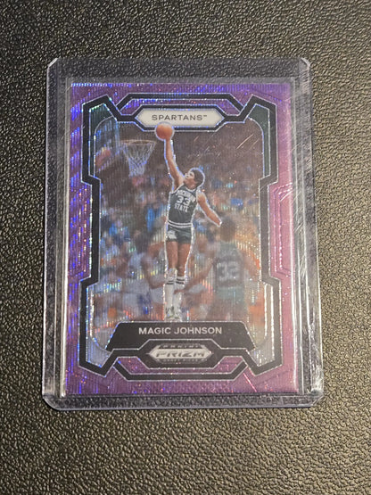 Purple Magic Johnson basketball trading card from Panini Prizm Draft Picks 2024