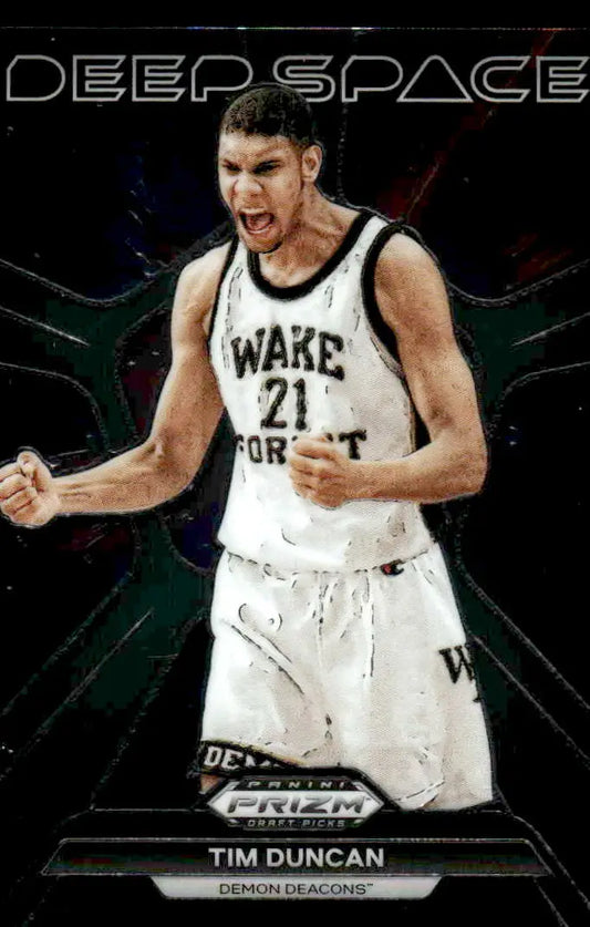 Tim Duncan basketball card from 2024 Panini Prizm Draft Picks #24 Deep Space design