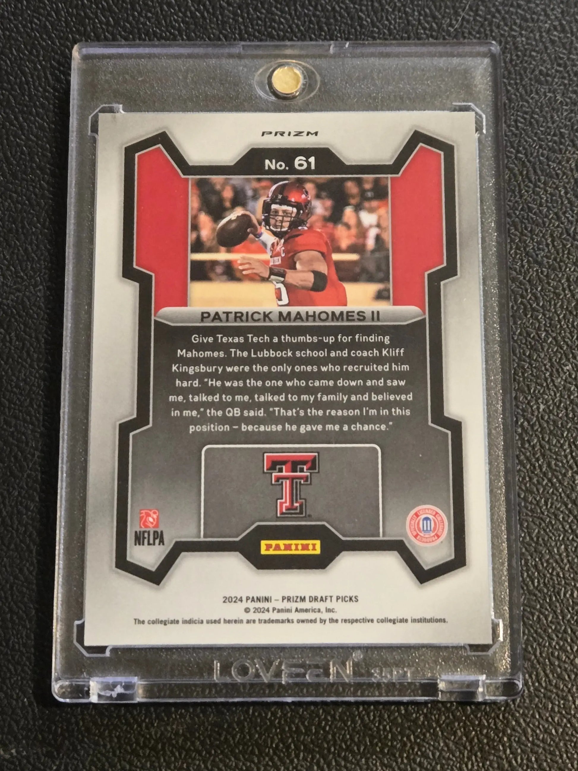 Patrick Mahomes II football trading card from Panini Prizm Draft Picks 2024 Red Ice