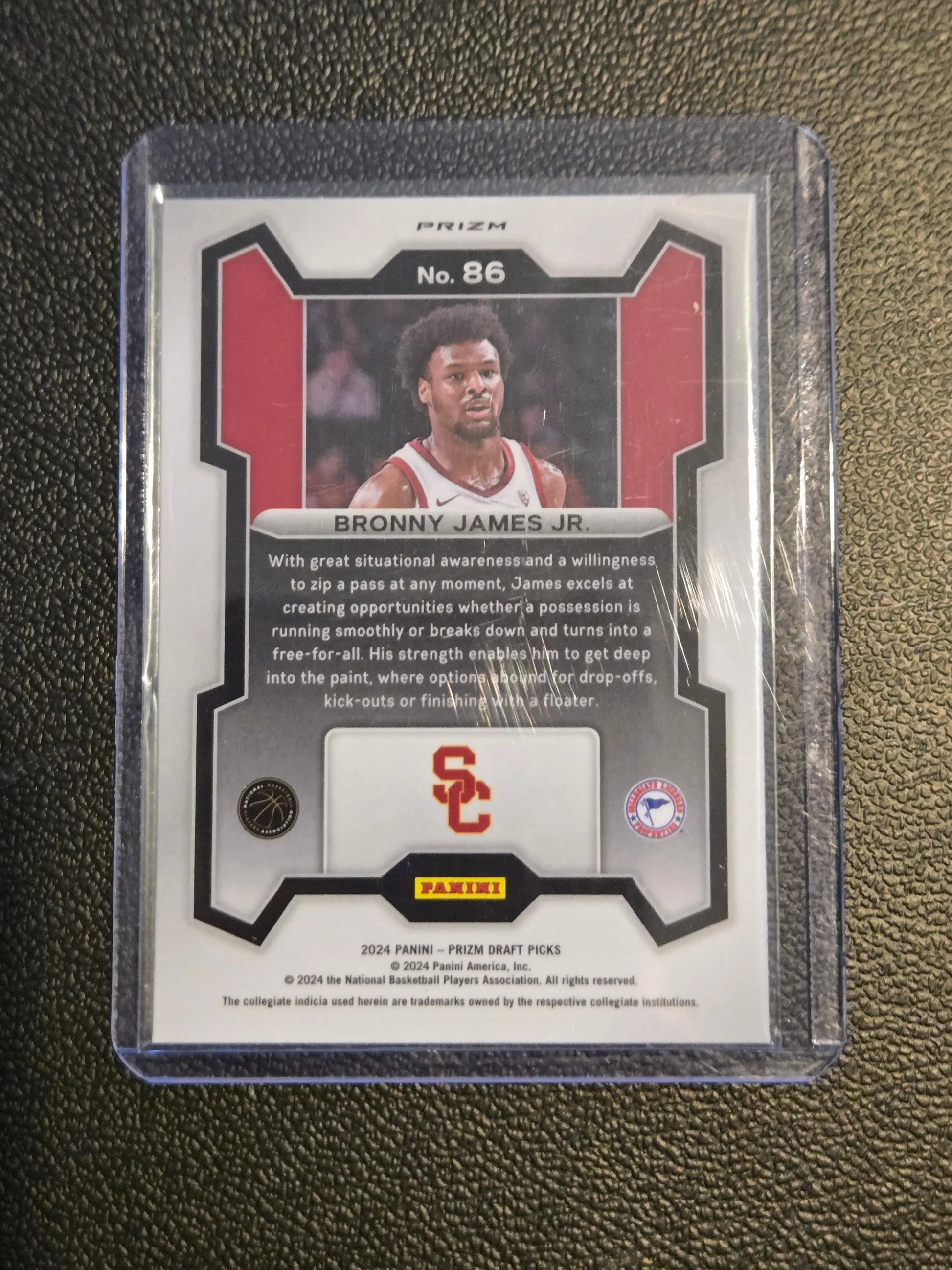 Bronny James basketball card from 2024 Panini Prizm Draft Picks Prizms Green