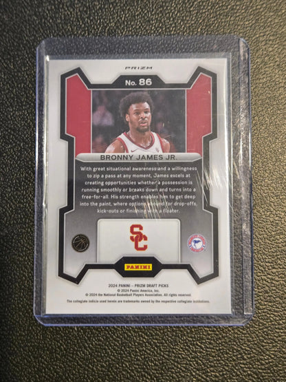 Bronny James basketball card from 2024 Panini Prizm Draft Picks Prizms Green