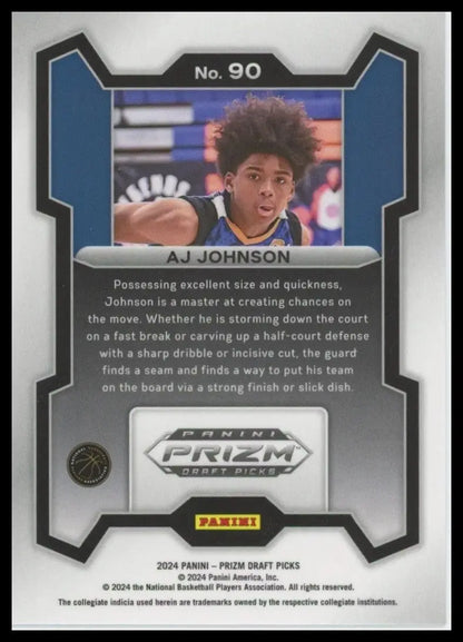 2024 Panini Prizm Draft Picks AJ Johnson #90 Rookie Basketball Card NCAA Sports - Basketball Card