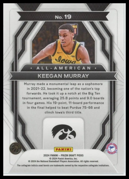2024 Panini Prizm Draft Picks All American Keegan Murray #19 Iowa Hawkeyes Card - Trading Card