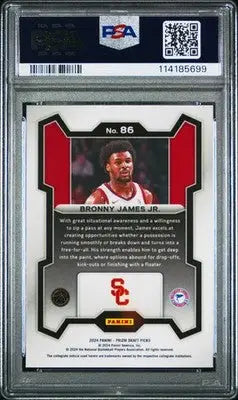 2024 Panini Prizm Draft Picks Bronny James JR. #86 Basketball PSA 8