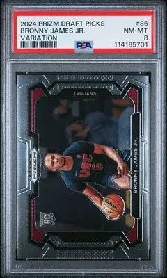 2024 Panini Prizm Draft Picks Bronny James JR. #86 Variation Basketball PSA 8